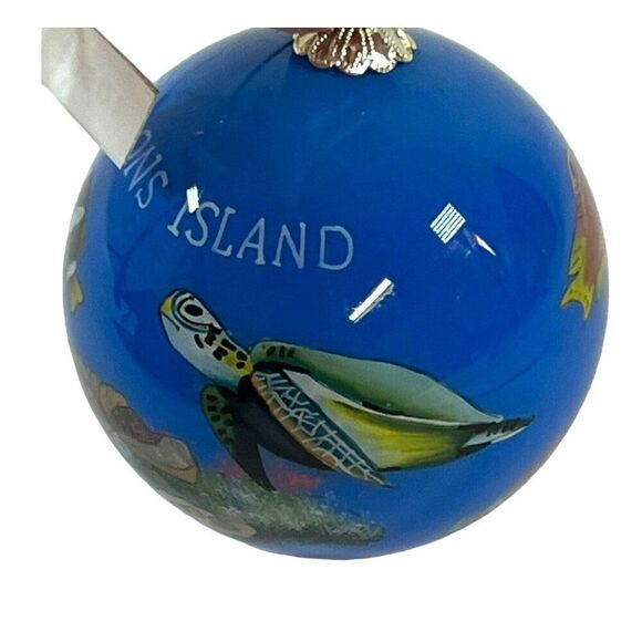 Reverse Painted Glass St. Simons Islans Christmas Tree Souvenir Ornament VTG - Picture 2 of 11